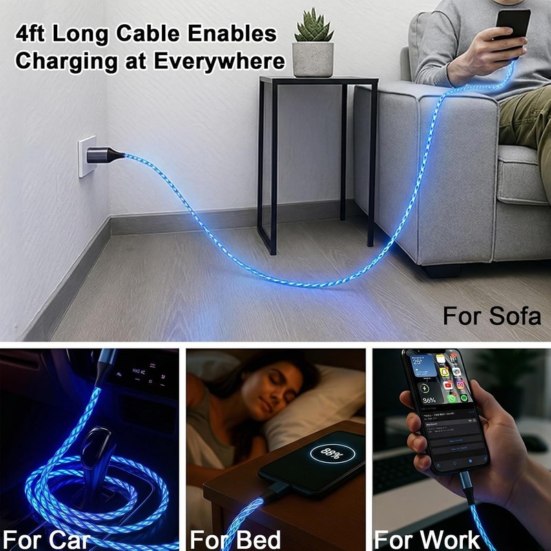 60W Blue Glowing USB C to C 3FT gallery