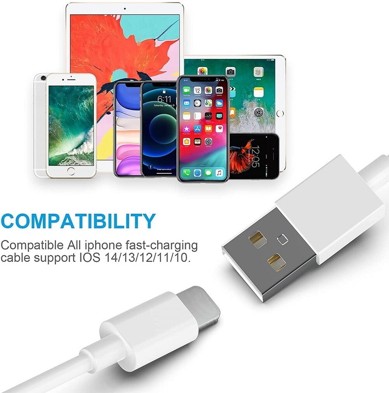 100X Lot Fast USB Charger Cable For iPhone 8 X XR 11 12 13 14 Pro Charging Cord gallery