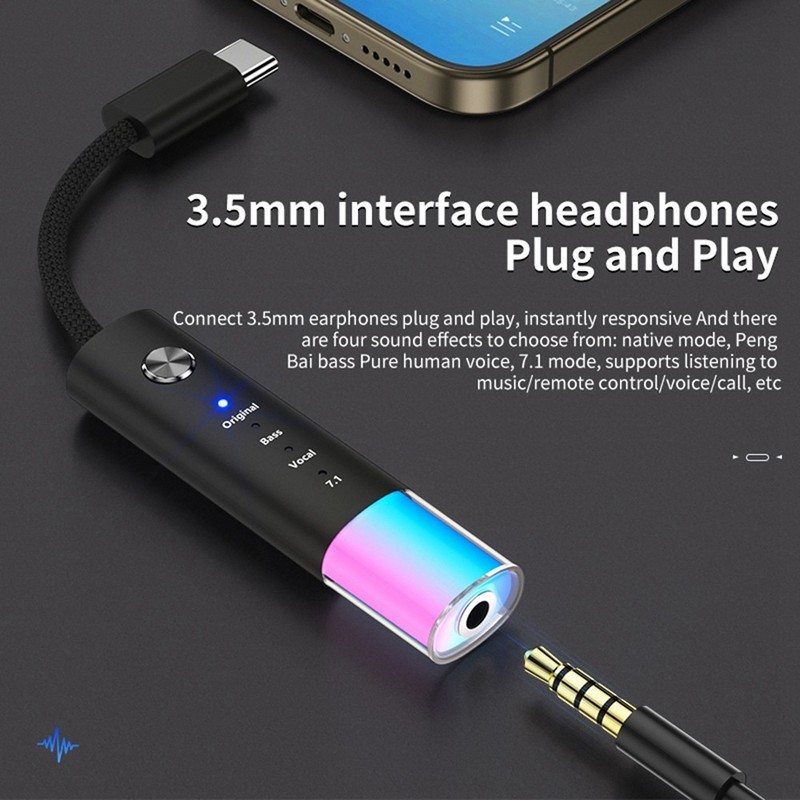 Universal Audio Converter Type-C to 3.5mm Headphones, Audio Quality H6560 gallery