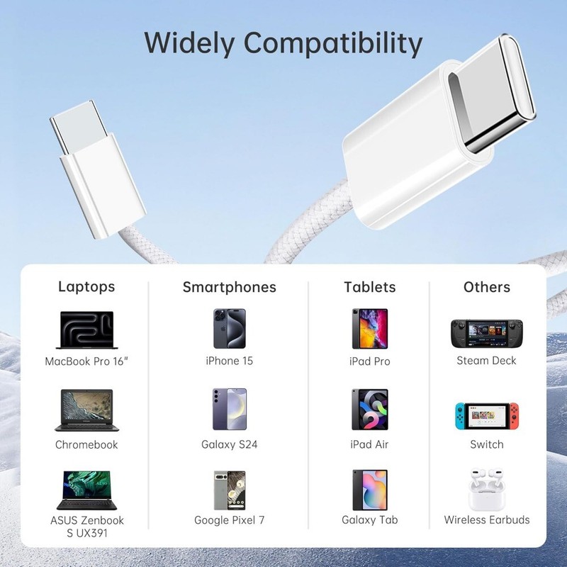 For Samsung Android LG Charger Lot PD 60W Type-C USB-C Fast Charging Phone Cable gallery