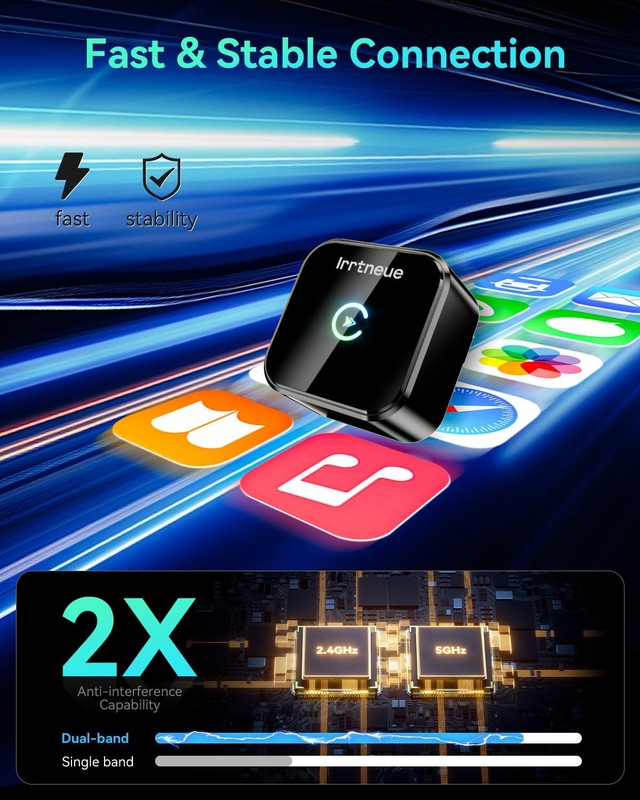 Wireless CarPlay Adapter 2025 Version, 2-in-1 Stable 5.8GHz Connection, Plug ... gallery
