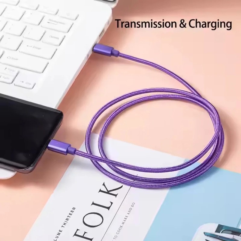 66W 5A Nylon 1m 2m 3m USB C To Type C Fast Charging Cable for Iphone 15 16 Pro M gallery