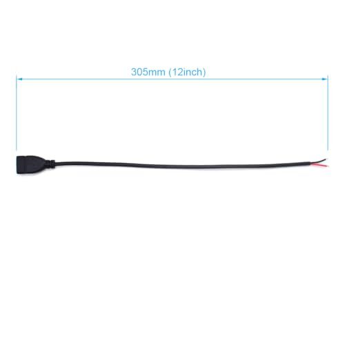 2PCS 20AWG USB A Female Pigtail，0.3M/1FT USB 2.0 Female 2 Pin Bare Wire Open ... gallery