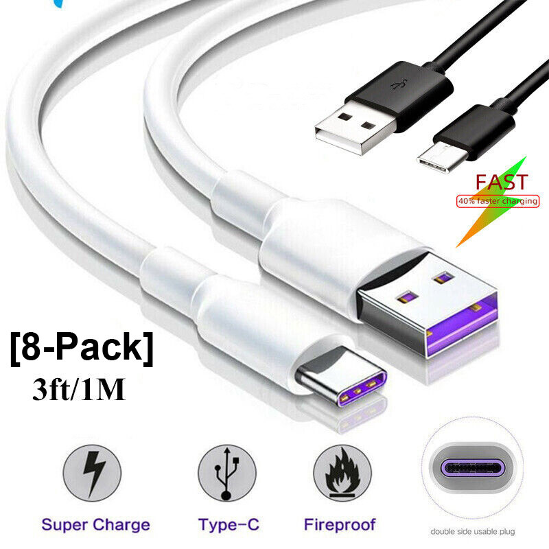 [8 Pack] USB Type C Cable Fast Charger Samsung Galaxy S8 S9 S10 S20 S21 S22 S23