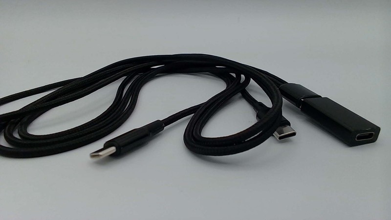 USB C Cable 3FT, 3 In 1 USB C Charging,3A Splitter Black gallery