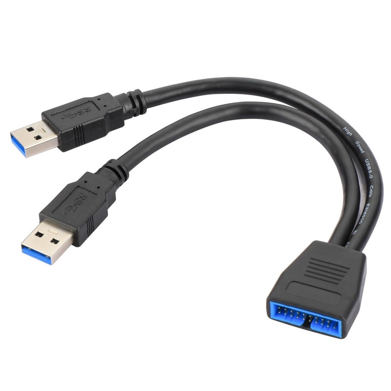 USB 3.0 19/20 Pin to Dual USB 3.0 -A Cable, SuperSpeed 5Gbp/s Motherboard Ext…