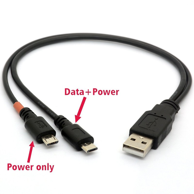 Micro USB Cable Y Splitter USB 2.0 A to Dual Micro B Power Enhancer Hub Adapt... gallery