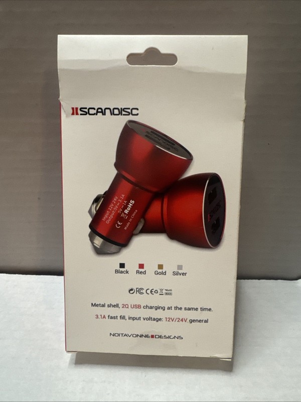 scanoisc 5V/3.1A 2 Port USB Power Converter Red gallery