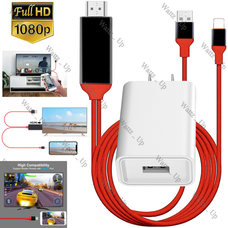 1080P HDMI Mirroring Cable Phone To TV HDTV AV Adapter For iPhone 6 8 X 12 13 14