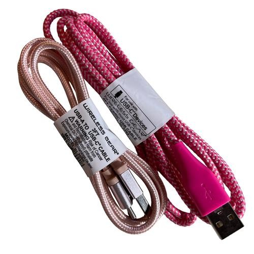 2pk WirelessGear HeavyDuty 3ft/6ft FastCharging USB-A to USB-C BRAIDED cable 12z