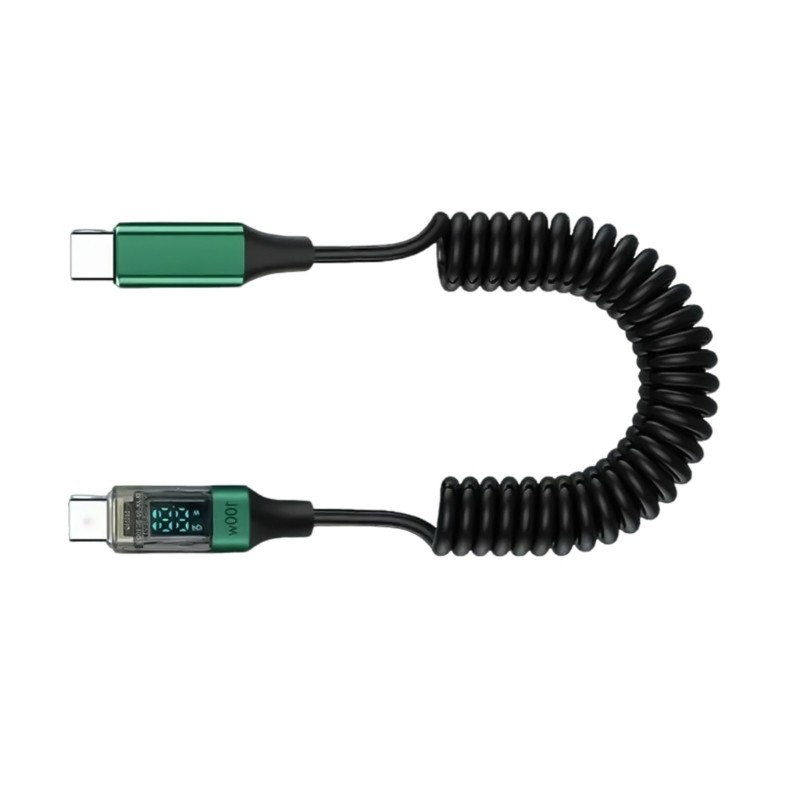 Retractable USB C PD100W Fast Charging Cable with Display for Office Travel Car gallery