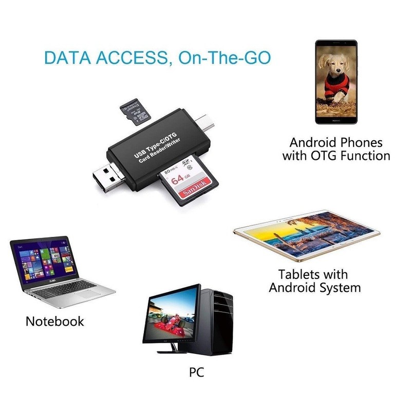 3in1 Micro USB Type-C OTG HUB Adapter SD/TF/Micro Card Reader For Macbook Pro AU gallery