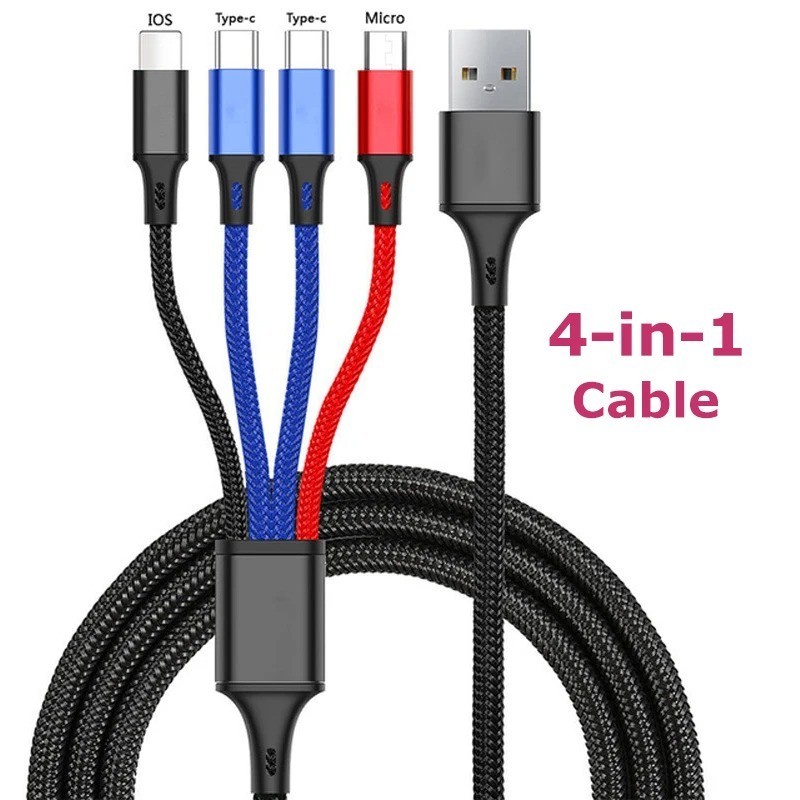 4 in 1 Fast USB Charging Cable Universal Multi Function Cell Phone Charger Cord