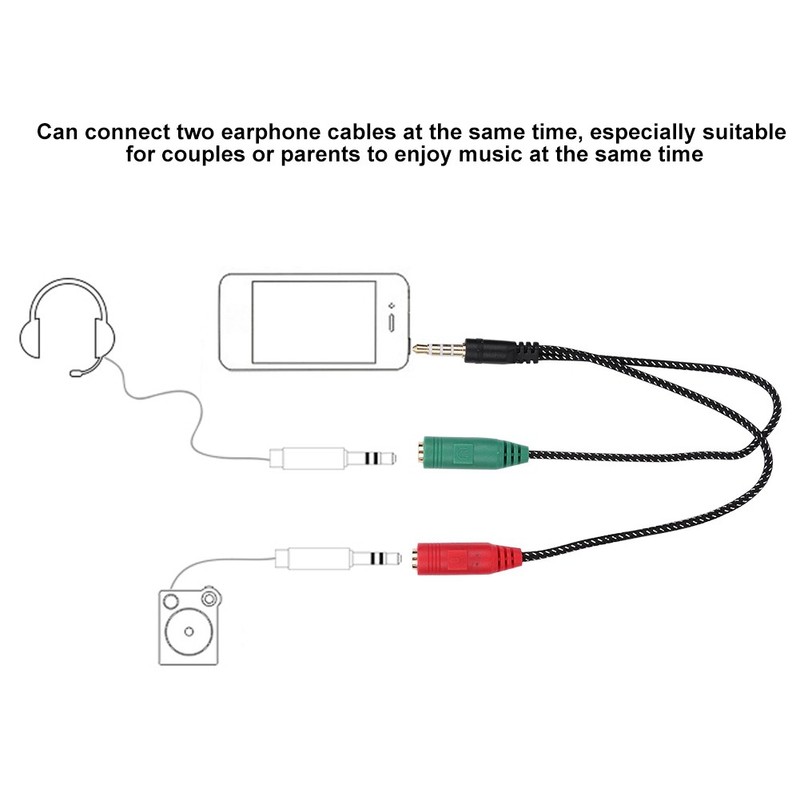 1-in 2 Male To Female 3.5mm Double Earphone Microphone Adapter Headset Couple gallery