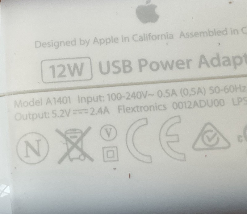 APPLE USB Power Adapter. 12W. Model #A1401. NEW. gallery