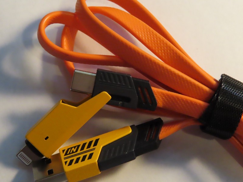 3FT 2-in-1 Charging Cable USB-A to USB-C & Apple Heavy Duty Orange Cord gallery