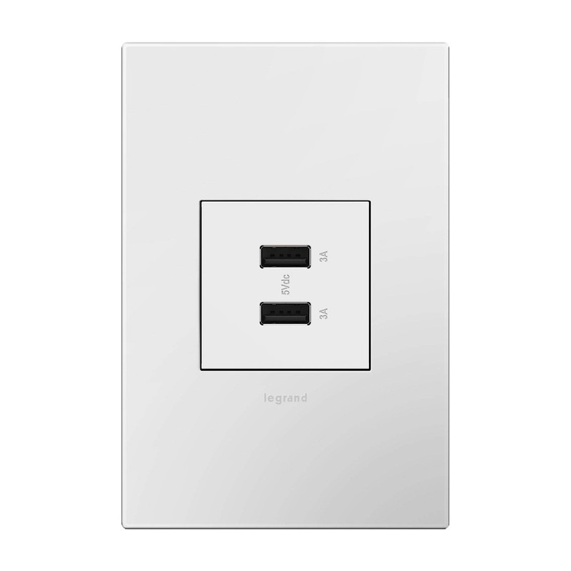 Legrand USB Outlet, Type A Module, Full Size, 3.1/6.0A, White, ARUSB2AA6W4 gallery