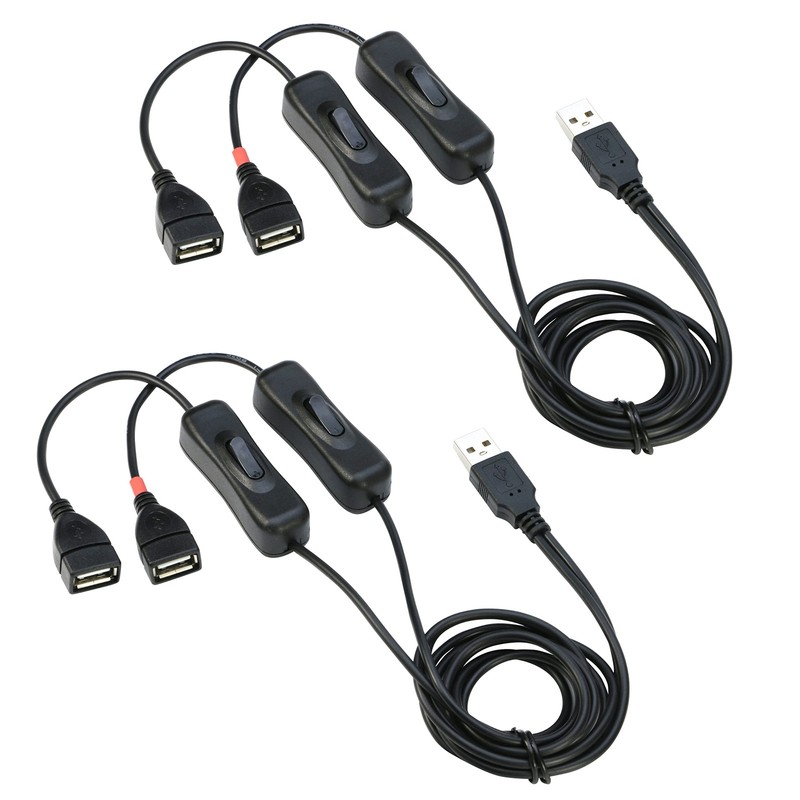 3.3Ft USB Splitter With ON/Off Switch USB 2.0 Extension Male To Female Cable