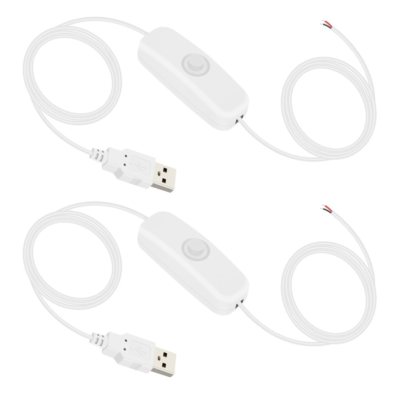 2Pcs 5.58FT 5V USB Switch Extension Cable, USB 2.0 A Plug and 2 Pin 2 Wire Po…
