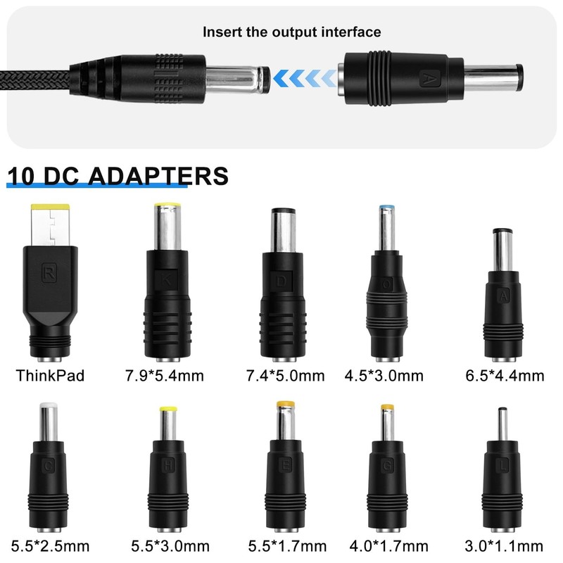 1m USB C to DC 5.5x2.1mm Adapter Universal Charger Supply 100W PD Trigger Pow... gallery