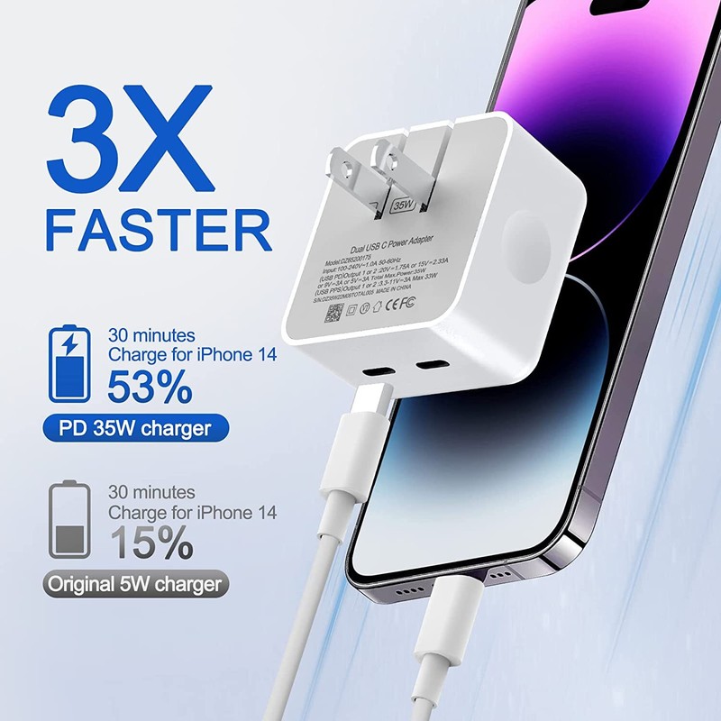 35W Dual USB-C Wall Adapter Fast Power Charger For Apple iPhone 15 14 15 8 iPad gallery
