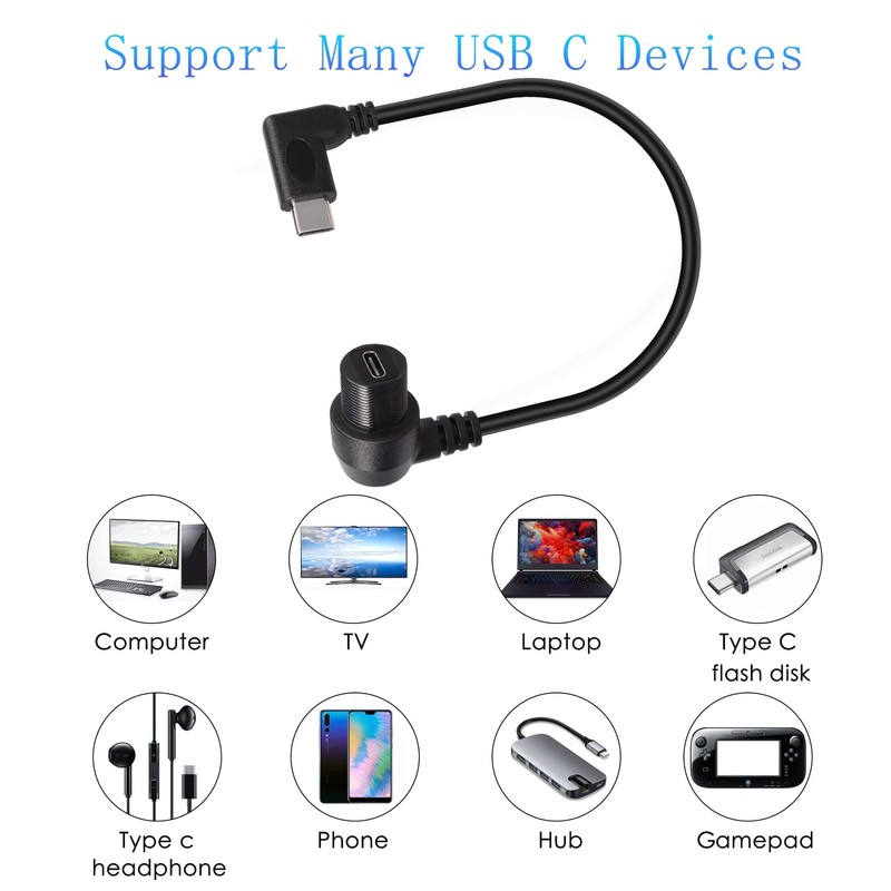 90 Degree Angle USB C 3.1 Panel Flush Waterproof Cable 10Gbps Type C 3.1 Righ... gallery