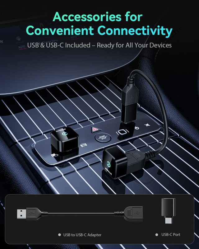 Wireless CarPlay Adapter 2025 Version, 2-in-1 Stable 5.8GHz Connection, Plug ... gallery