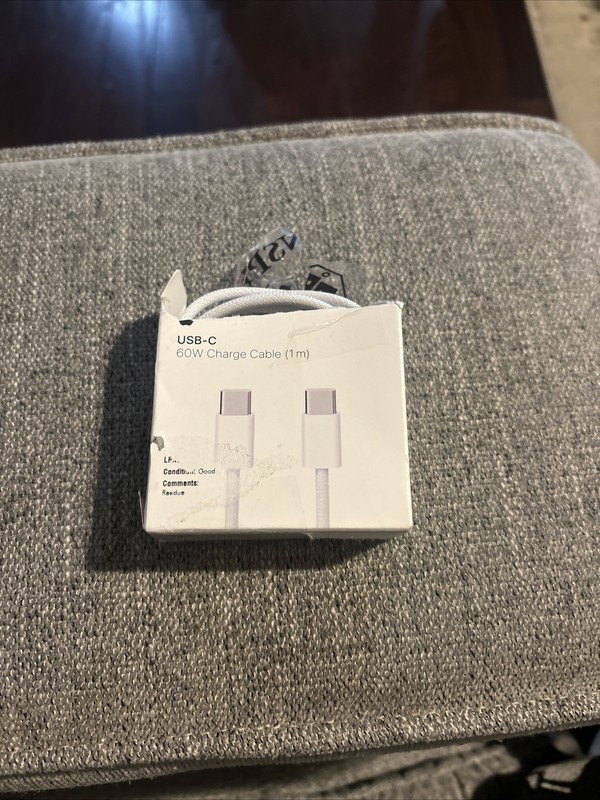 Apple USB-C to USB-C 60 W Fast Charging Braided Cable, White, 1 Meter