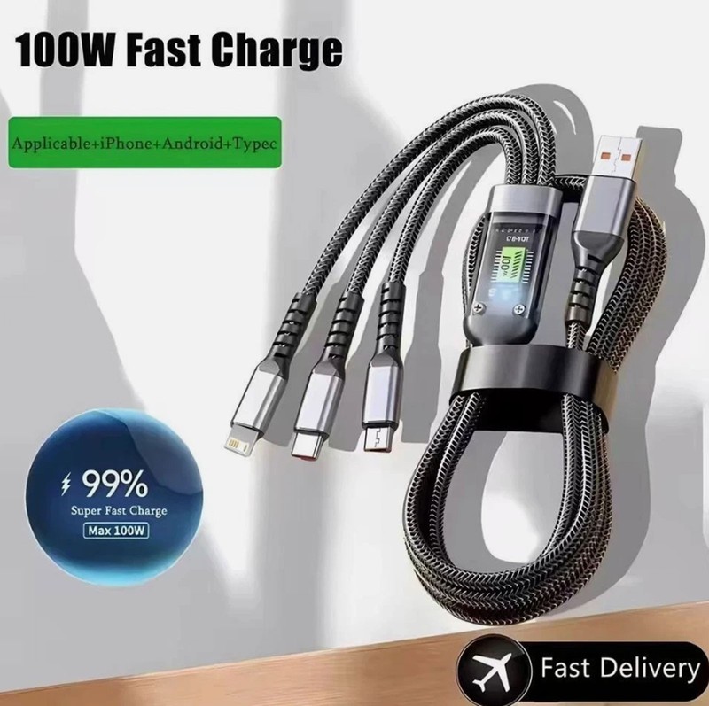 3 in 1 Fast Charging Data Cable Phone Charger Cord For iPhone Type C Micro USB