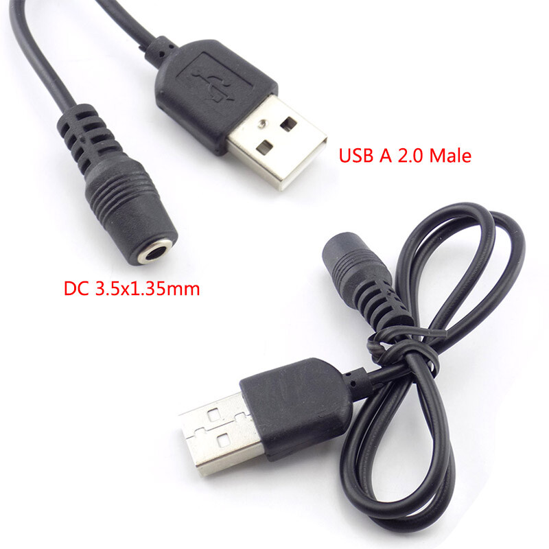 USB A Male to 3.5x 1.35mm Jack Female plug DC Charger Power Cable Adapter Cord