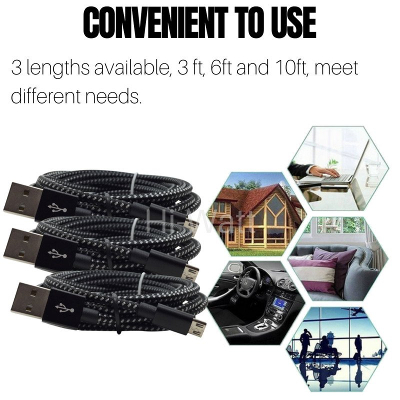USB to Micro-USB Cord Braided Data Cable Android Phone For LG Google Tablets Lot gallery