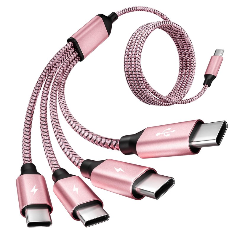 Travel & Car USB Cable, USB Splitter Multi Charging Cable, 4 in 1 USB Chargin…