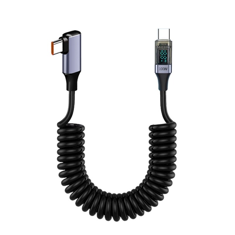 USB C 100W Power Delivery Charging Cord Wire with Digital Display Stretchable gallery