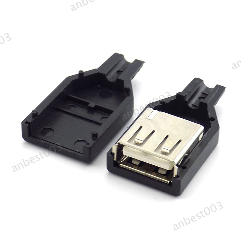 Type A Male USB Female 4 Pin Plug Socket Connector With Plastic Cover DIY gallery