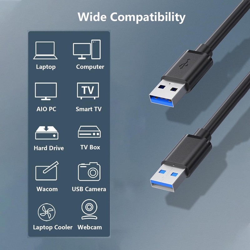 USB 3.0 A Male to A Male Cable Data Transfer Super Speed Power Charger Metal LOT gallery