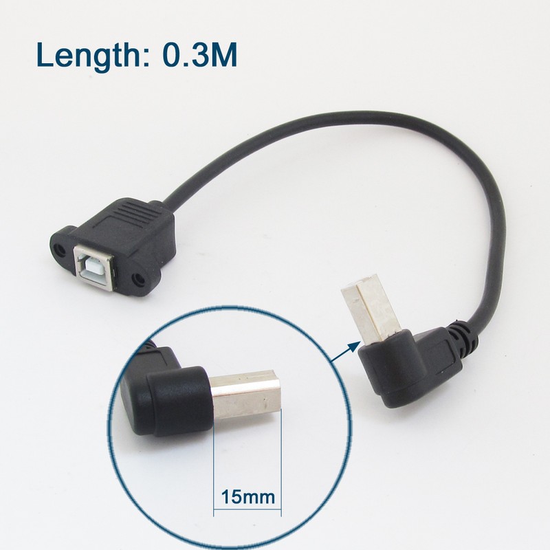 10pcs 30cm Printer Scanner Extension B Cable Right Angle Male to Female Screw