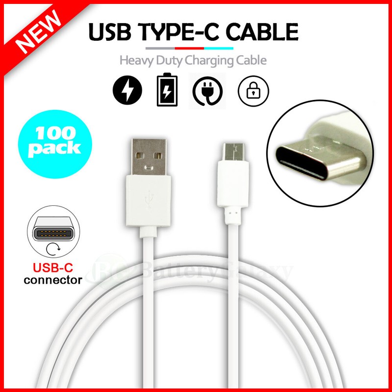 100-Pack USB Type C 6FT Charger Cable for Samsung Galaxy AO1/A11/A21/F41/A71/A71