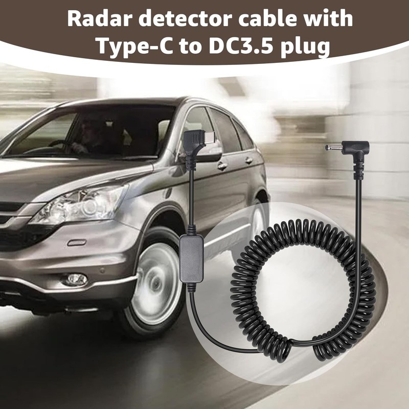 USB-C to DC3.5 Power Cable for Radar Detectors, 8.2FT 5V-12V Type C Power Cor... gallery