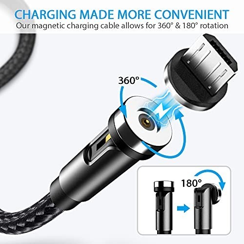 Magnetic Charging Cable 5-Pack (3/3/6/6/10FT) - 540° Rotating, LED Light, 90° An gallery