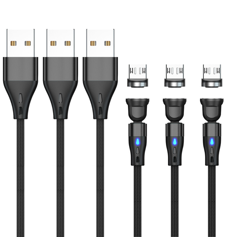 3 Pack Magnetic Micro USB Fast Charging Cable For Android Samsung Charger Cord