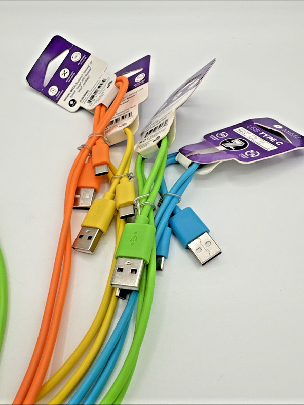 Set of 4-1-Orange, Yellow, Green, Blue USB Type C Charge and Sync Cords NWT New gallery