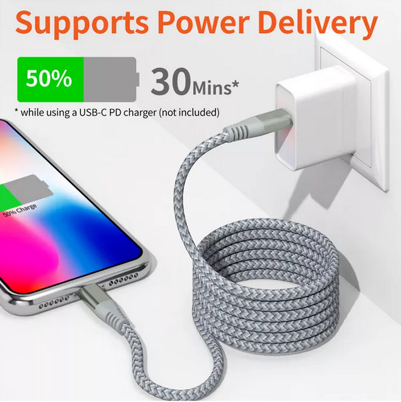 10ft 6ft Charging Cable Heavy Duty For iPhone 14 13 12 11 Charger Charging Cord gallery