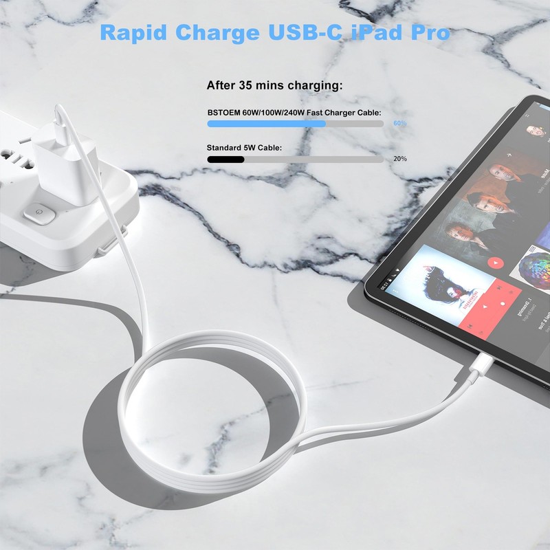 2-Pack USB C to C Charging Cable 6ft Long Type C Power Charger Cord White Set gallery