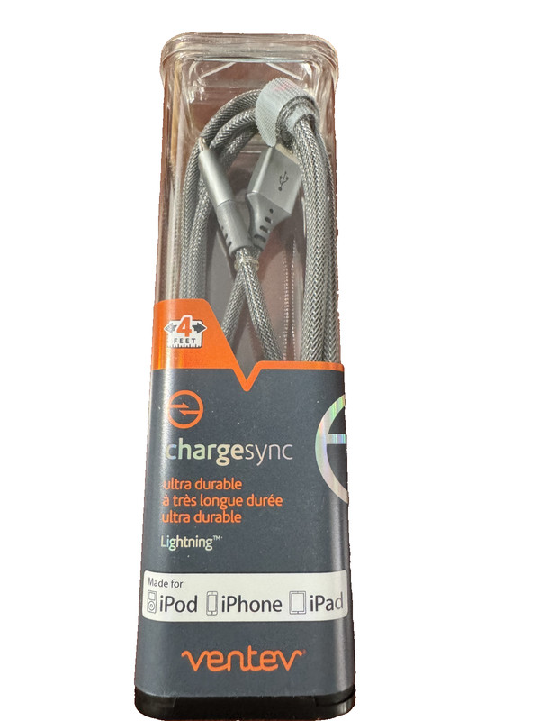 Ventev ChargeSync Lightening Braided Cable Tangle-Free – 4′ – Gray