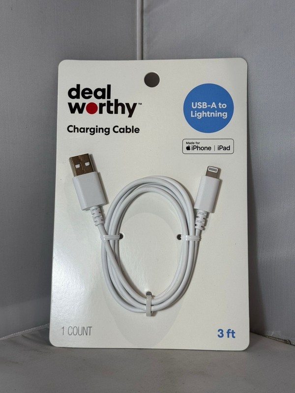 dealworthy™ - 3' Lighting to USB-A Charging Cable - White