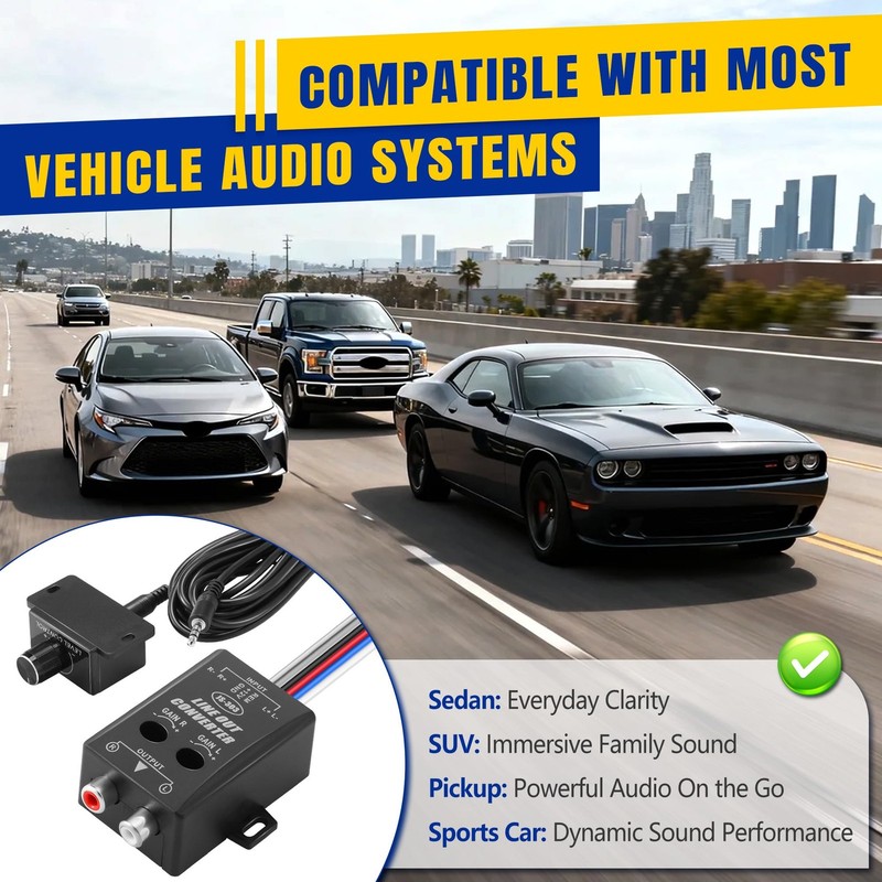 Car Audio Line Output Converter, Includes 3.5mm Jack Port Universal Bass Knob... gallery