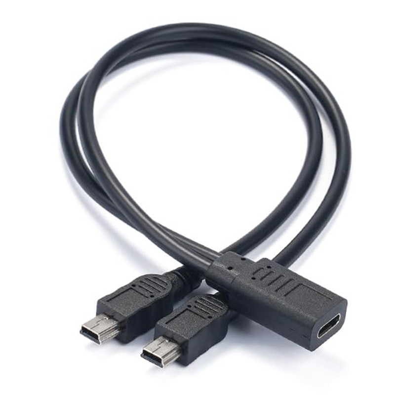 2x USB C Female to 2 Dual Mini USB Male Splitter Charging Charger Adapter Cable gallery