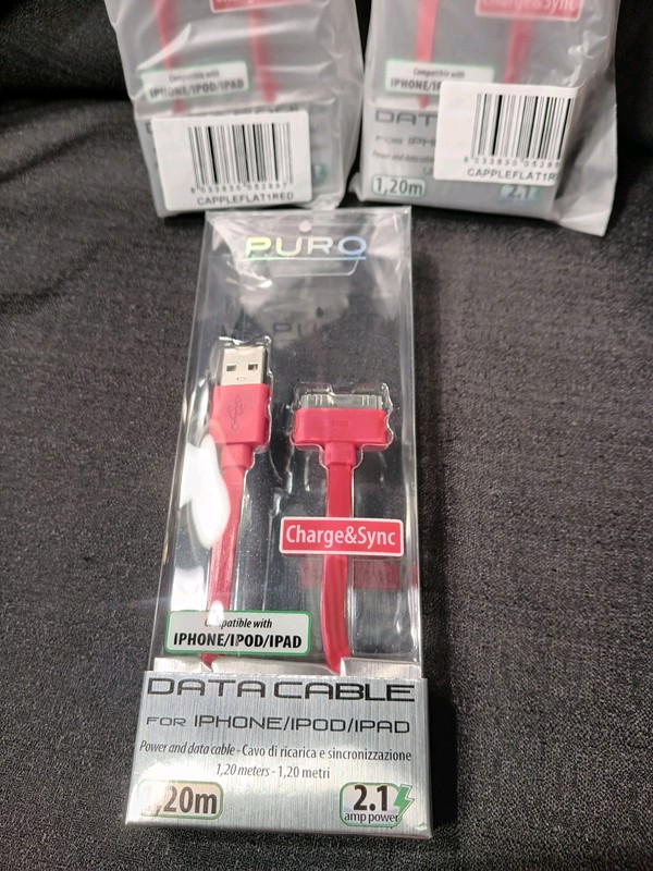 NEW BULK CASE 90 COUNT OF PURO DATA CABLE FOR IPHONE-IPOD-POD 4 FT 2.1 AMP POWER gallery