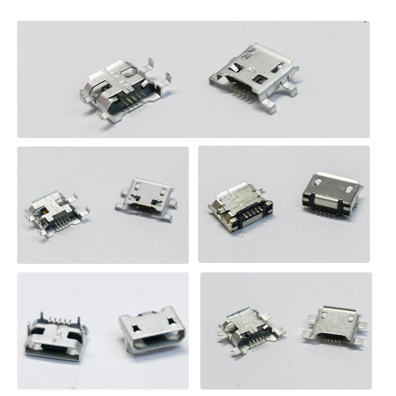 50 Pcs 10 Types Micro USB Female Connector Set, 5-Pin Micro USB Ports for Pho... gallery
