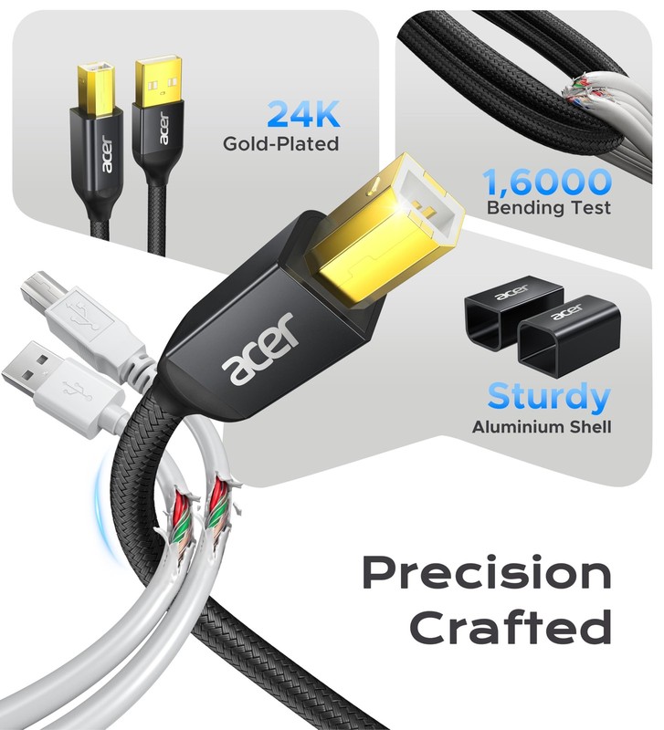 acer Printer Cable 10ft, USB A to USB B Cable, High Speed Nylon Scanner Print... gallery
